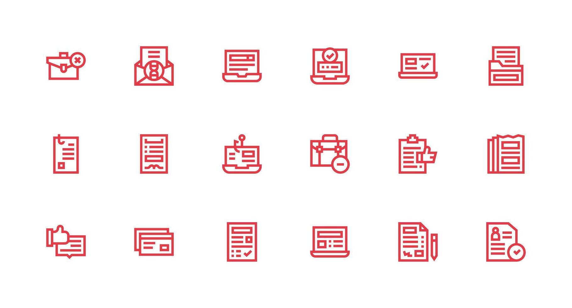 Submission Icon Set with 18 Strong Stroke Line Graphics Pixel Perfect Icons for Modern Apps vector
