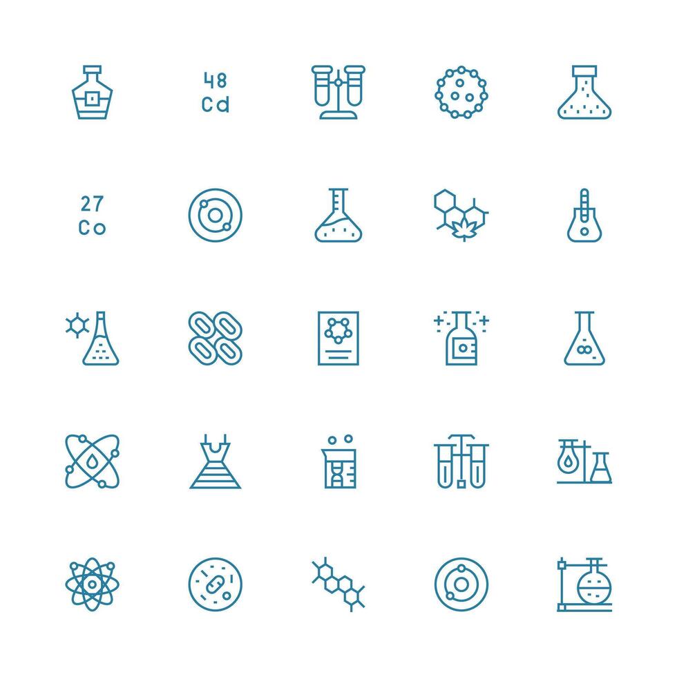 25 Medium Stroke Outline Style Icons from Compound Collection Essential Icons for Rapid UI Building vector