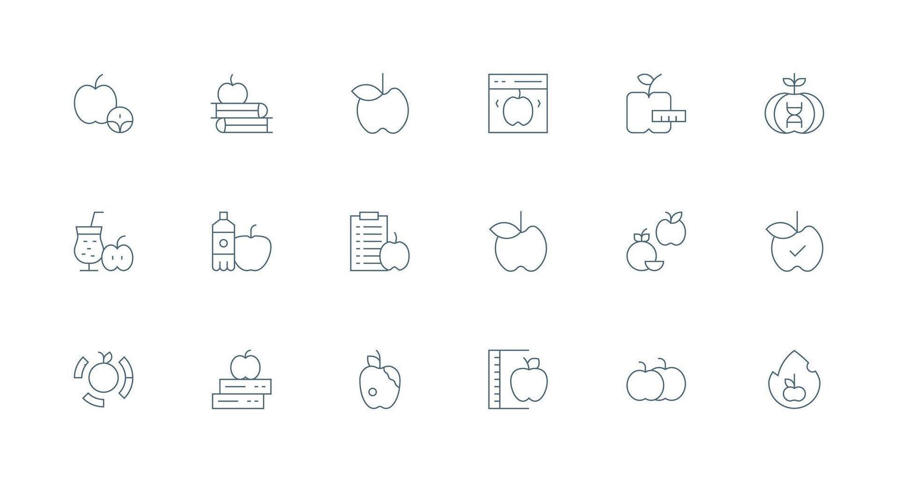 Minimal Line Style Apple Icons with 18 Vectors Professional Icon Set