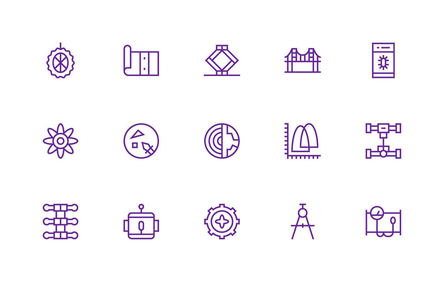 Engineering Set with 15 Regular Line Icons All Device Compatible Icon Set vector