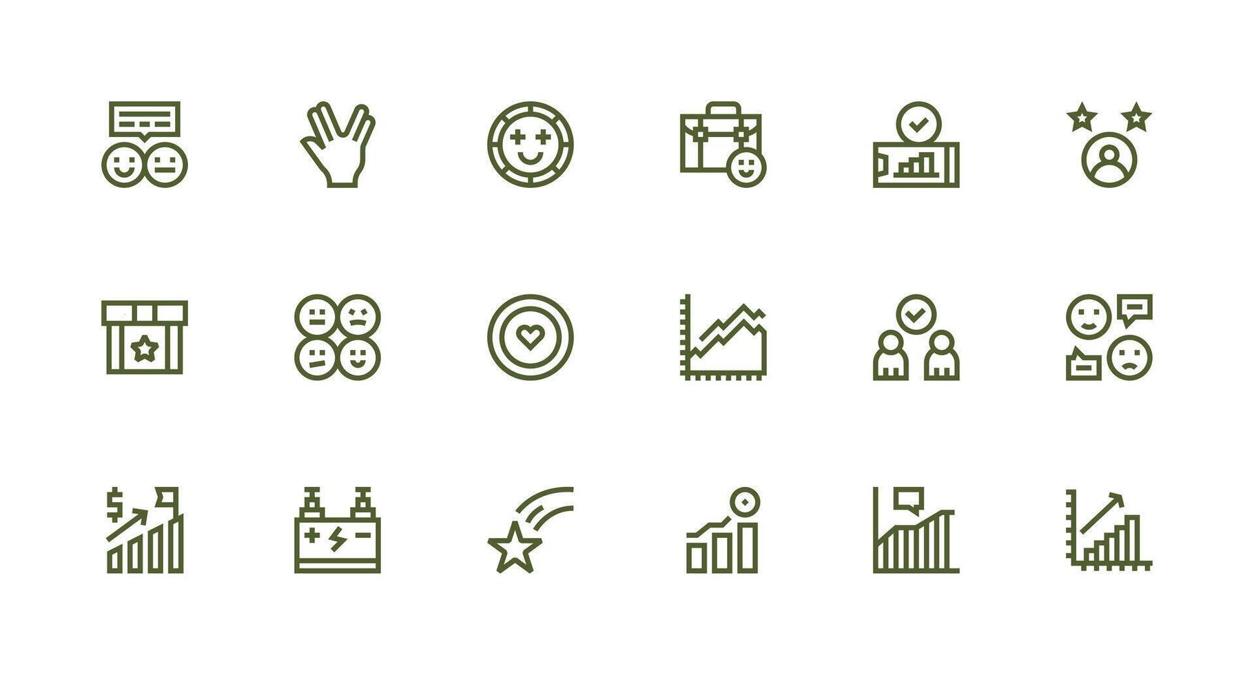 Positive featuring 18 Icons in Strong Stroke Line Design Clean Icon Set Icon Pack for UI Projects vector