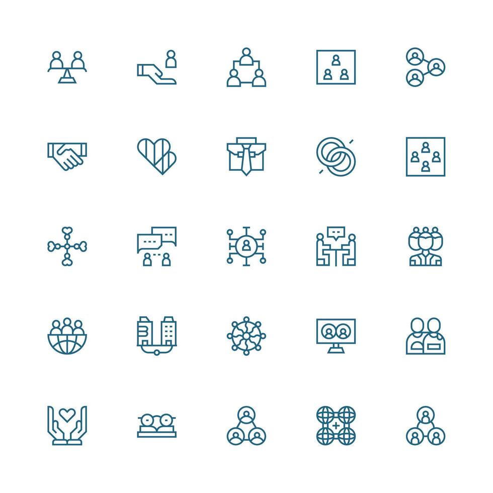 25 Icons for Partnership in Medium Stroke Outline Format Sharp Icons for Presentations vector