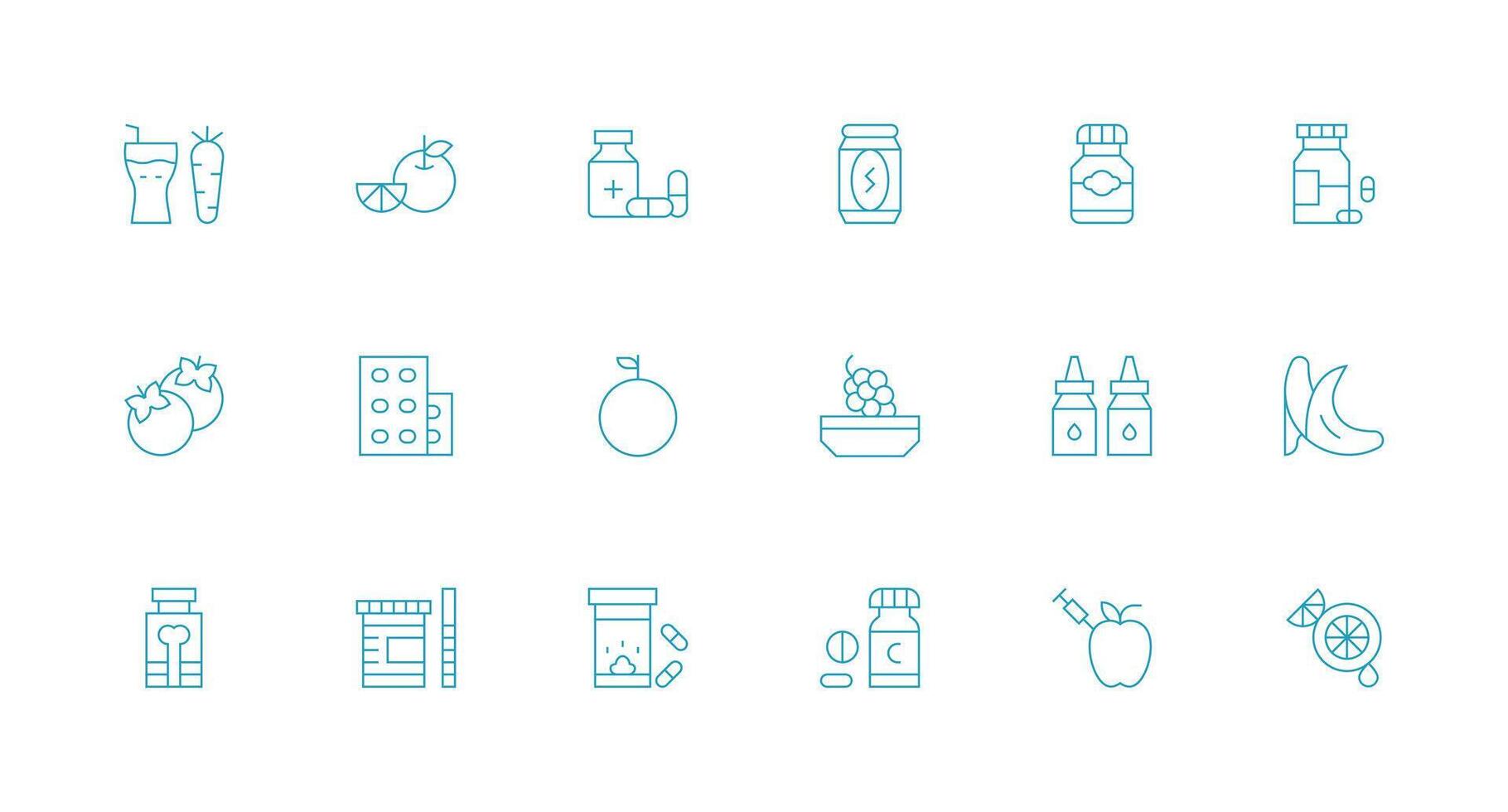 18 Minimal Line Style Icons from Vitamin Collection Icon Set for Web vector