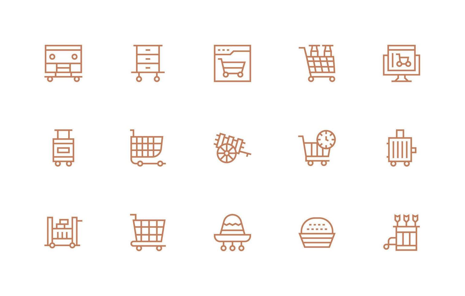 Cart Visual Pack containing 15 Regular Line Icons Clean Icon Set Icon Pack for UI Projects vector