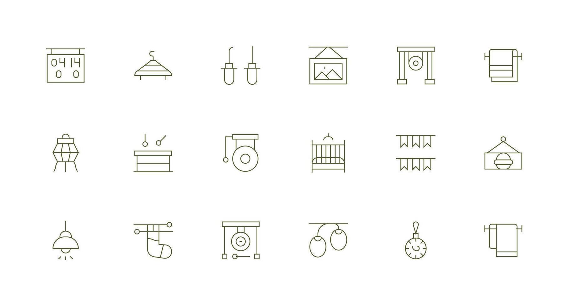 Hanging Visual Pack containing 18 Minimal Line Icons Simple Icons for Interface and Wireframes vector
