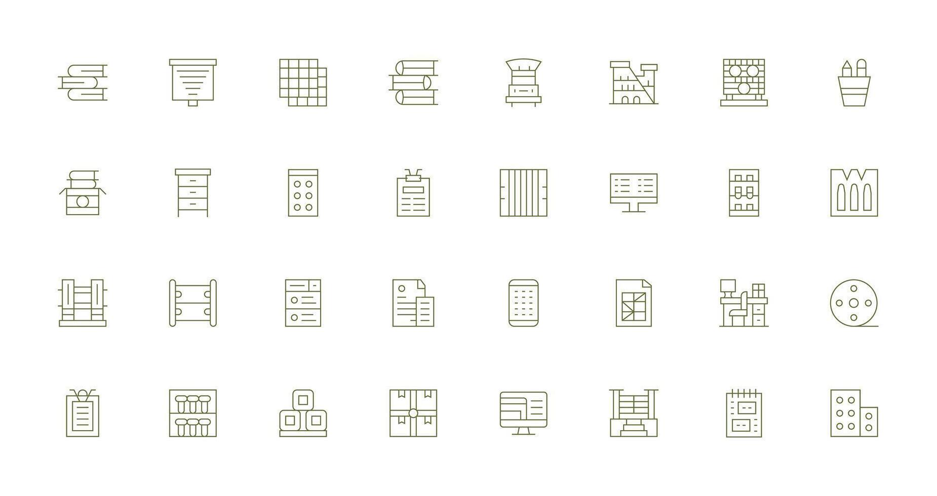 Thin Line Icons from Organized Set with 32 Vectors Editable Icon Collection