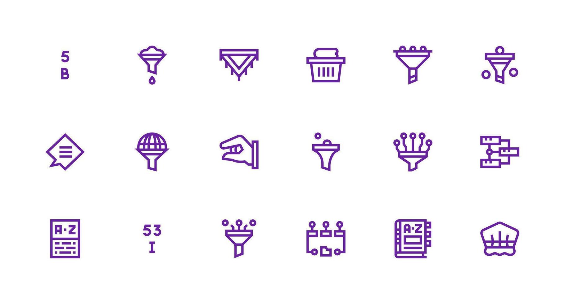 Sorting including 18 Strong Stroke Line Illustrations Complete Icon Set for Mobile Apps vector