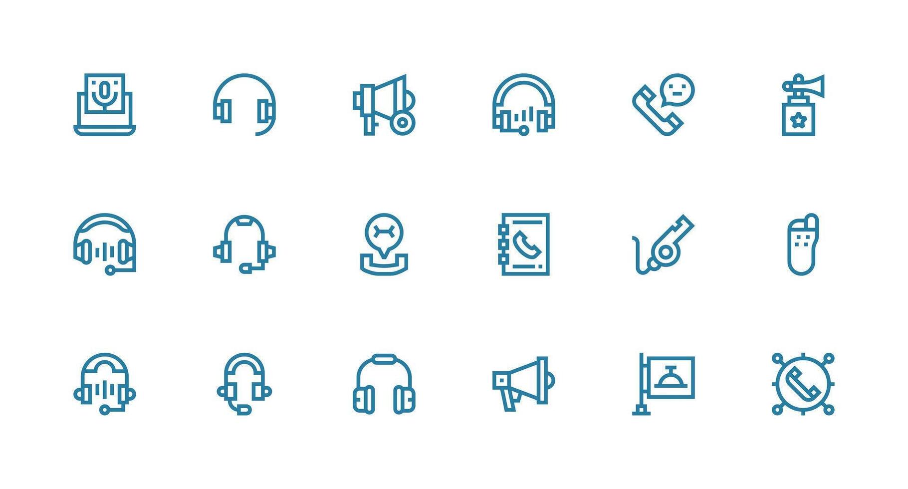 Call Visual Pack containing 18 Strong Stroke Line Icons Neutral Style Icons for Any Project vector