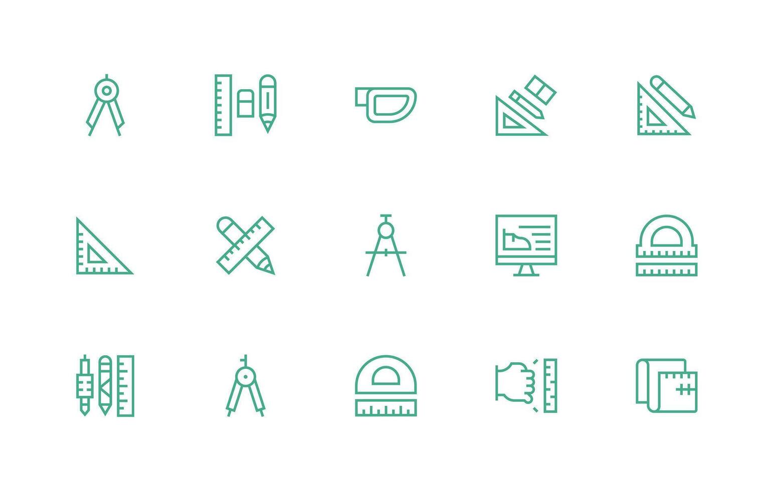 15 Regular Line Icons for Technical Drawing Graphics Clean Icon Set Icon Pack for UI Projects vector