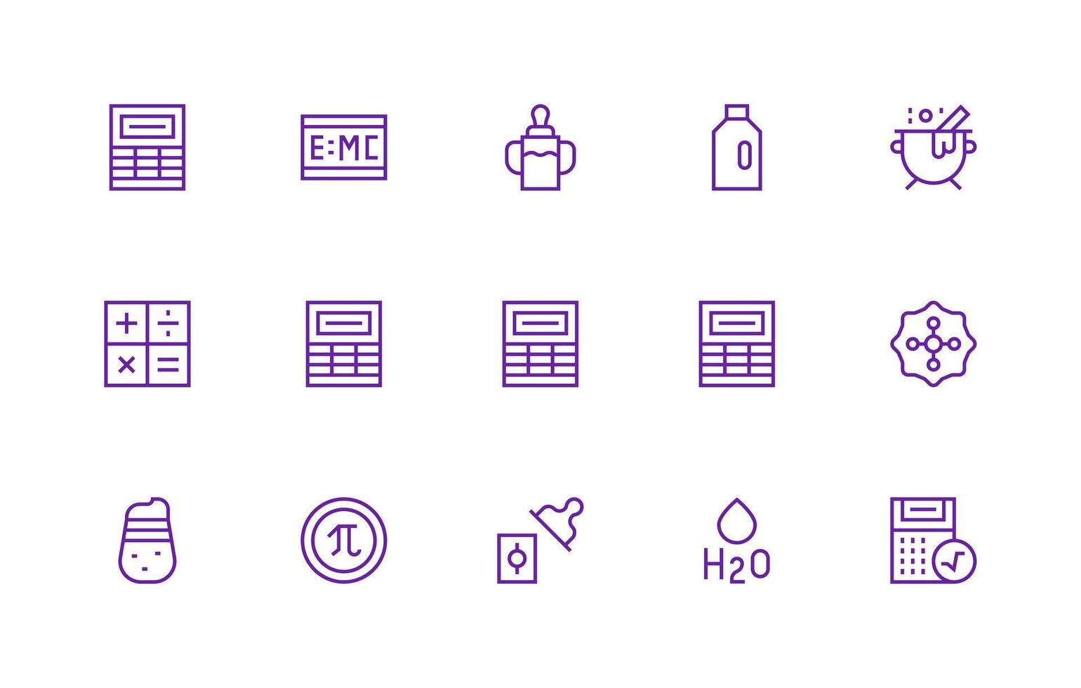 Formula Visual Pack containing 15 Regular Line Icons Functional Icon Series vector