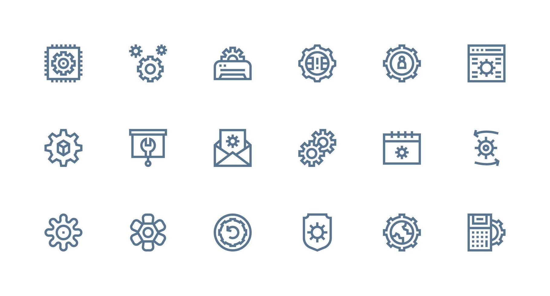 Configuration Icon Collection with 18 Strong Stroke Line Designs Flexible Icon System for Web Interfaces vector