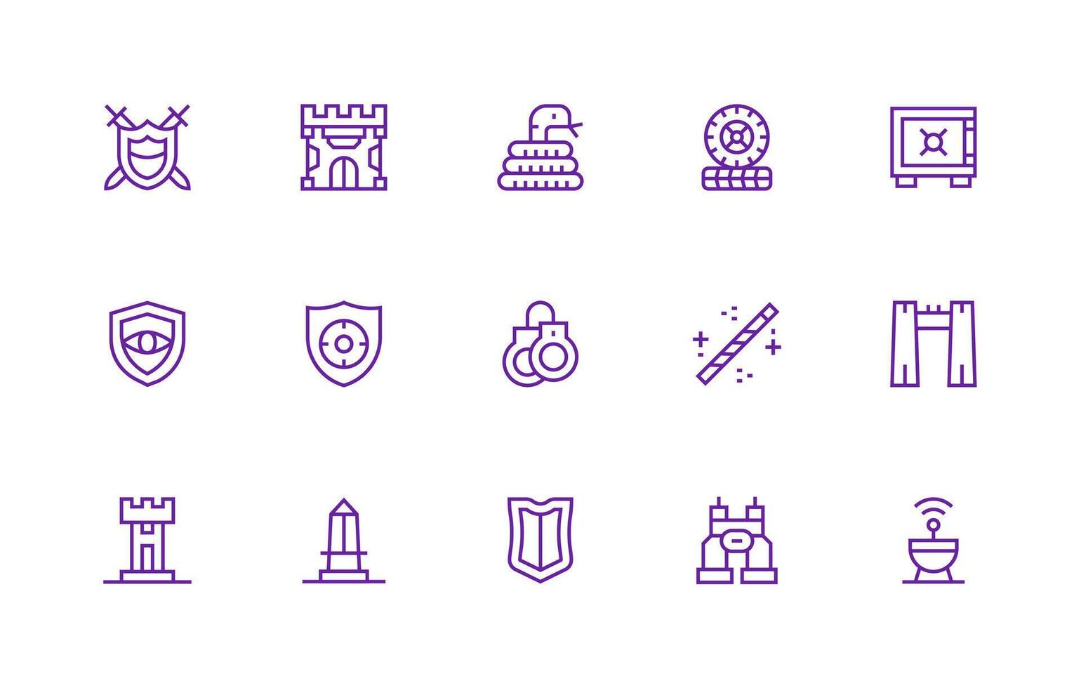 Security System Icon Set with 15 Regular Line Graphics Versatile Icon Collection for Designers vector