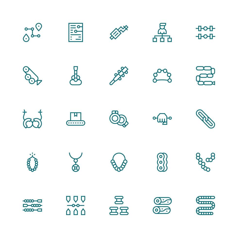 Chain Visual Pack containing 25 Medium Stroke Outline Icons Complete Icon Set for Mobile Apps vector