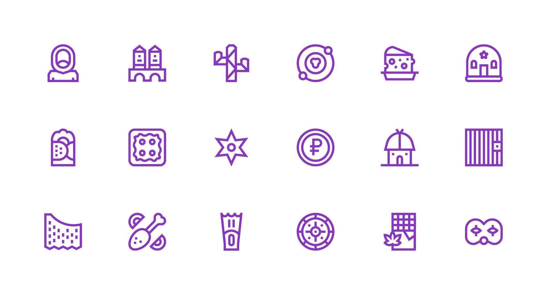 Isolated Set with 18 Strong Stroke Line Icons Simple Icon Pack vector