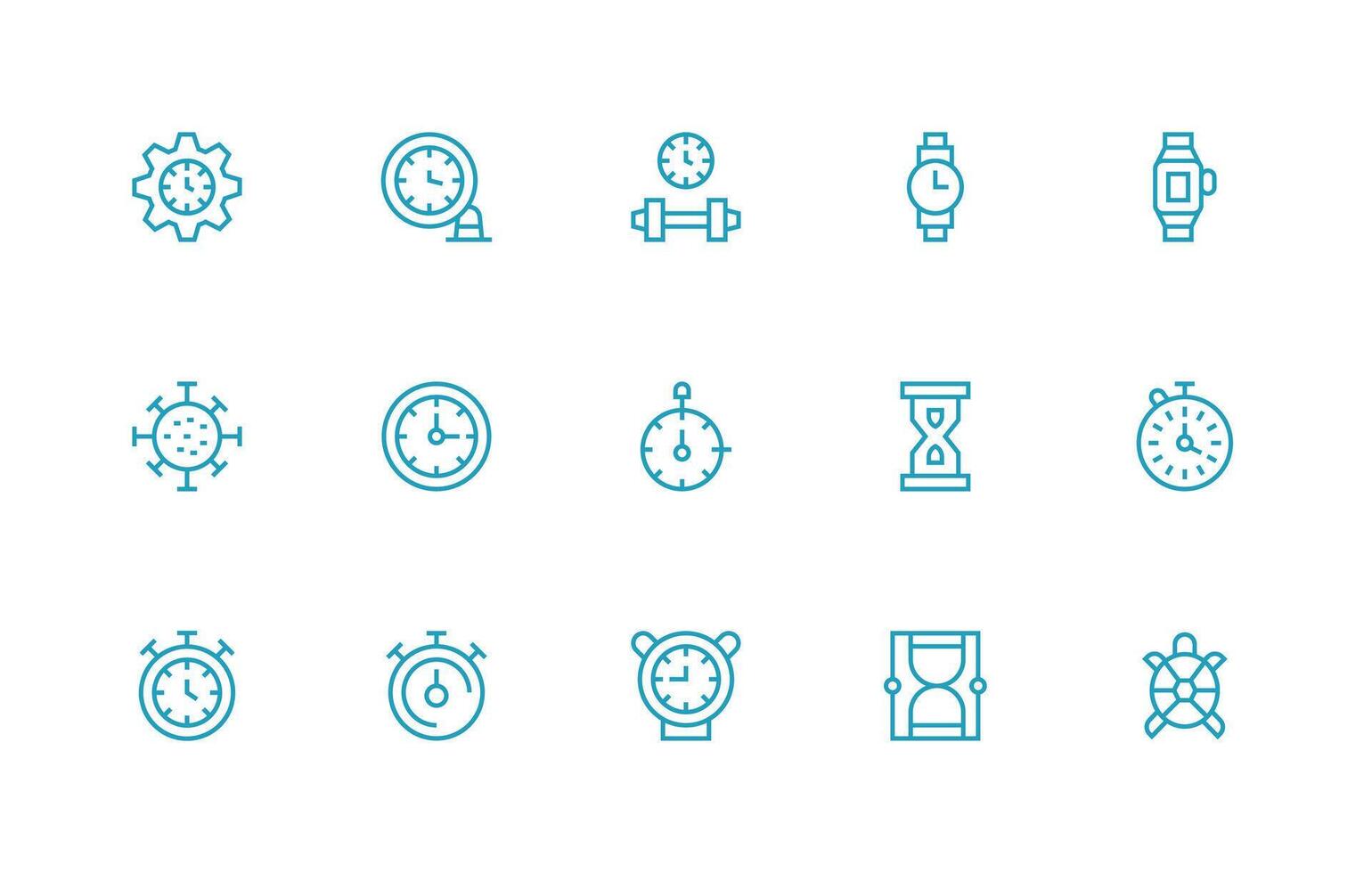 Chronometer Design Icons featuring 15 in Regular Line Style Fully Editable Icon Set for Web vector