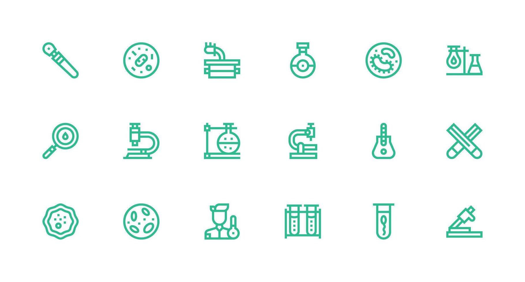 18 Strong Stroke Line Icons for Microscope Graphics Detailed Icon Collection for Design Systems vector