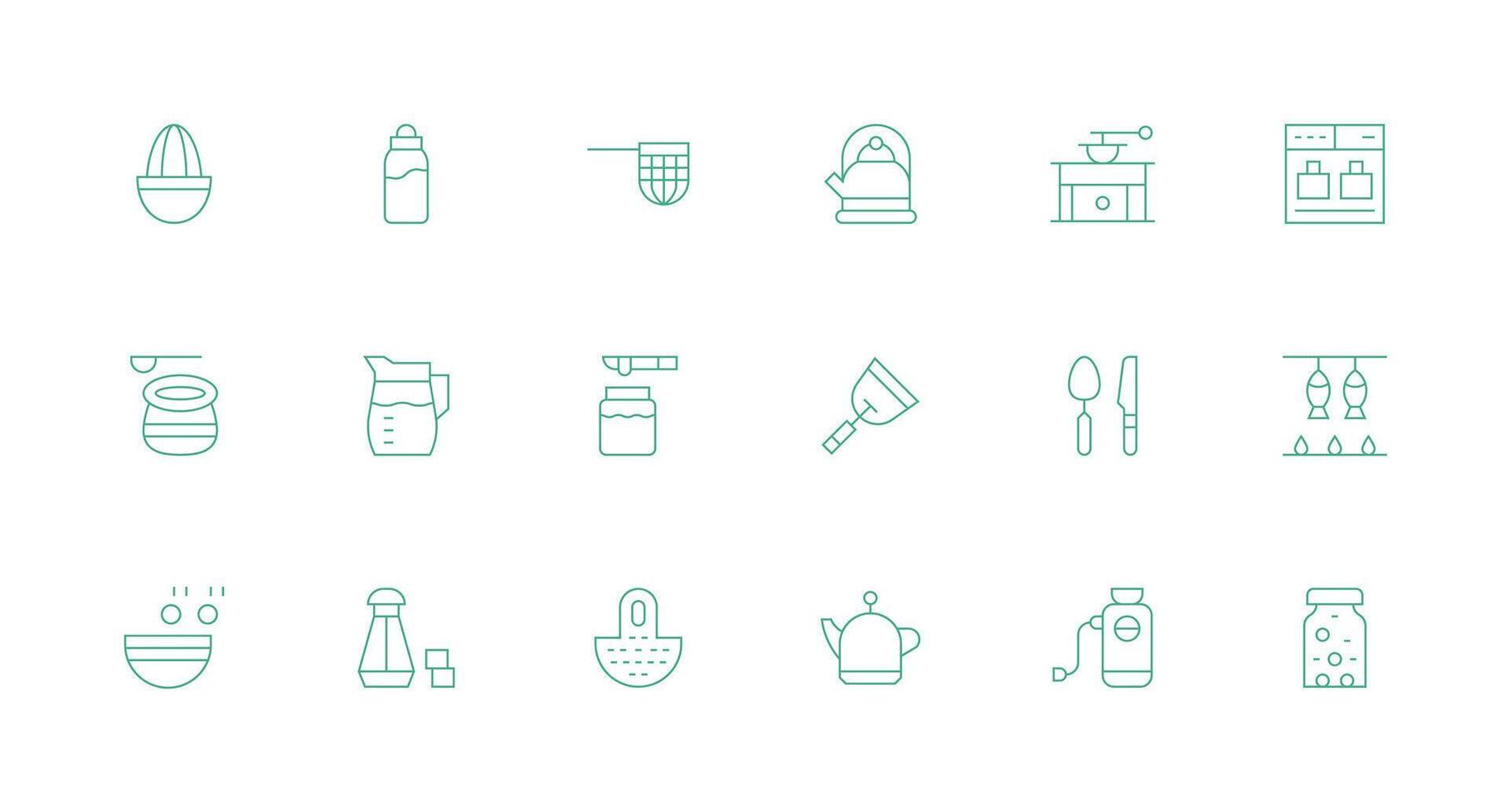 18 Icons for Kitchenware in Minimal Line Format Optimized Icon Pack for Digital Products vector