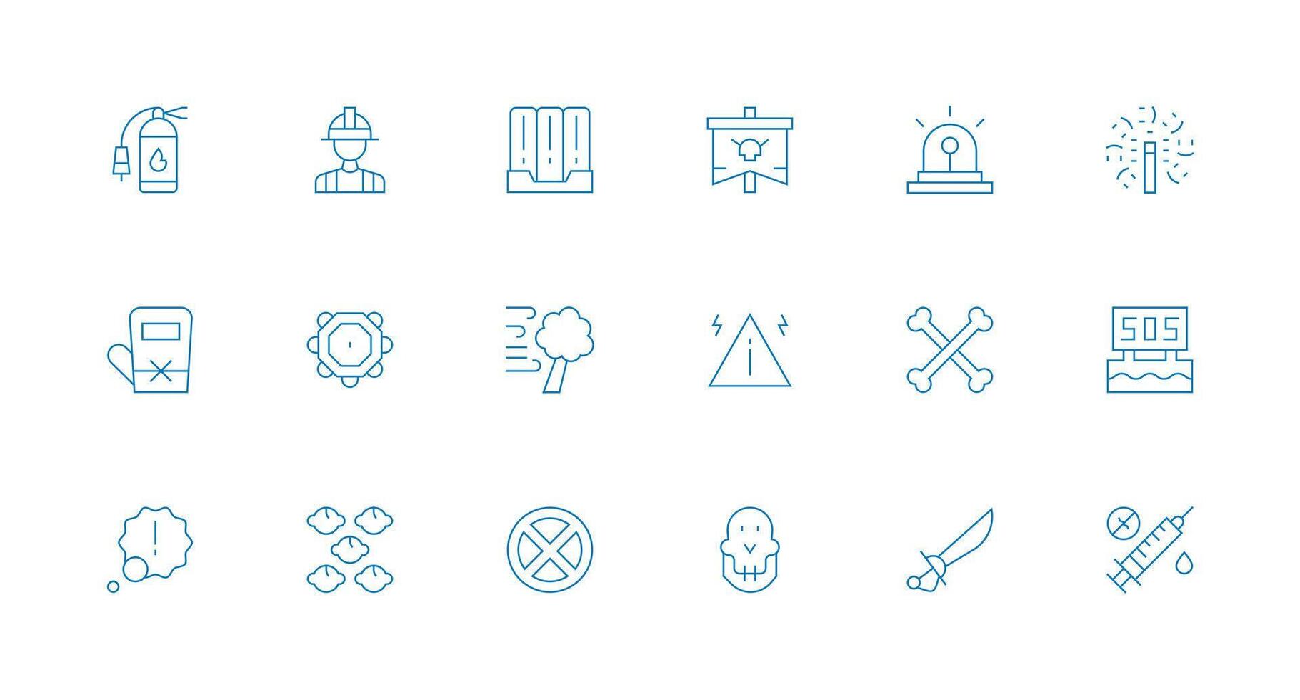 Danger Set with 18 Minimal Line Icons Scalable Icons for Cross-Platform Interfaces vector