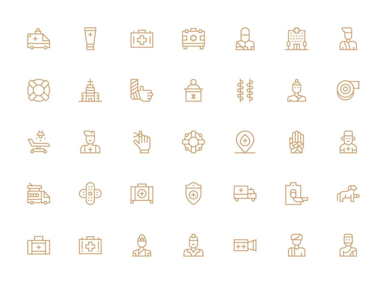 First Aid Set with 35 Regular Clean Line Icons Reusable Icon Set vector