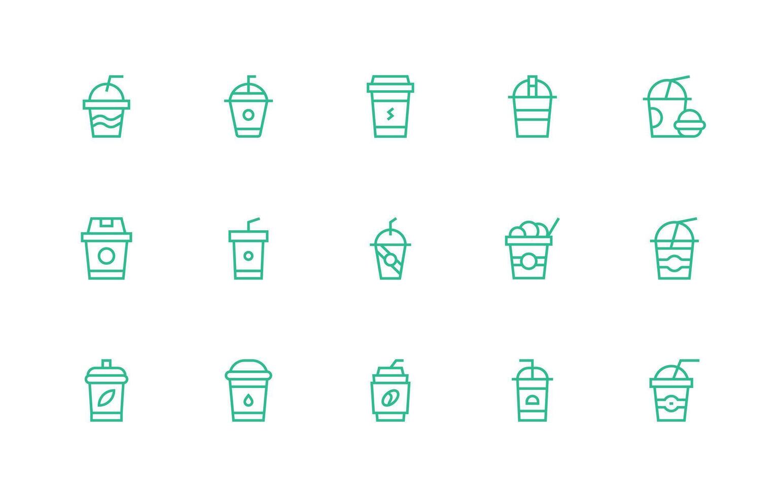Paper Cup featuring 15 Icons in Regular Line Design Versatile Icon Collection for Designers vector