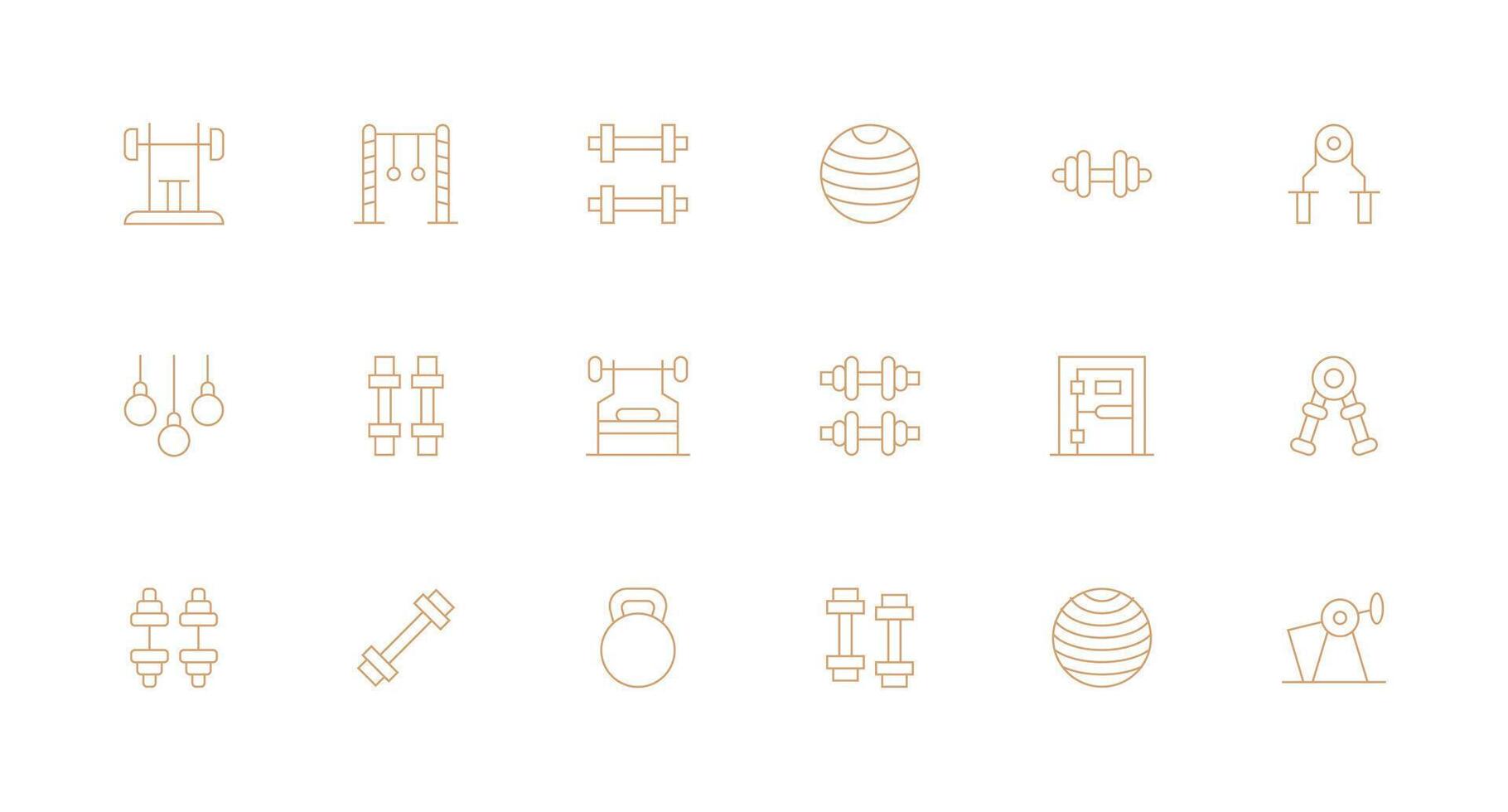Strength Training Visual Pack containing 18 Minimal Line Icons Full Icon Library for UI Designers vector