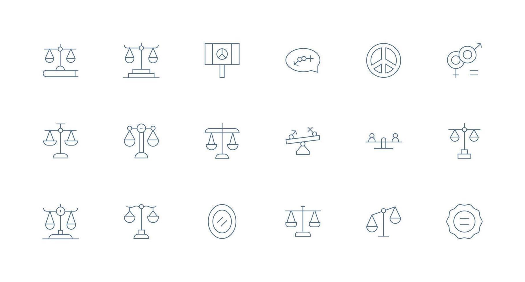 Equality featuring 18 Icons in Minimal Line Design UI-Ready Icon Collection vector