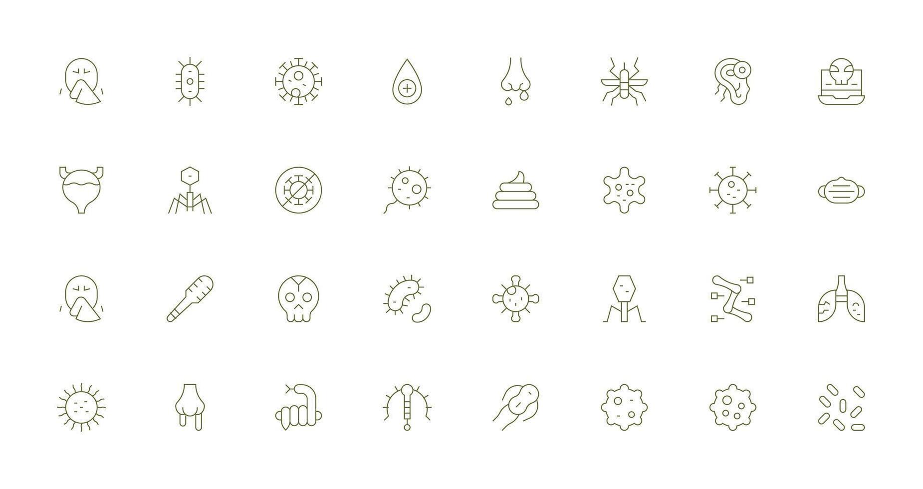 Thin Line Style Infection Icons with 32 Vectors Interface Icons for Daily Use
