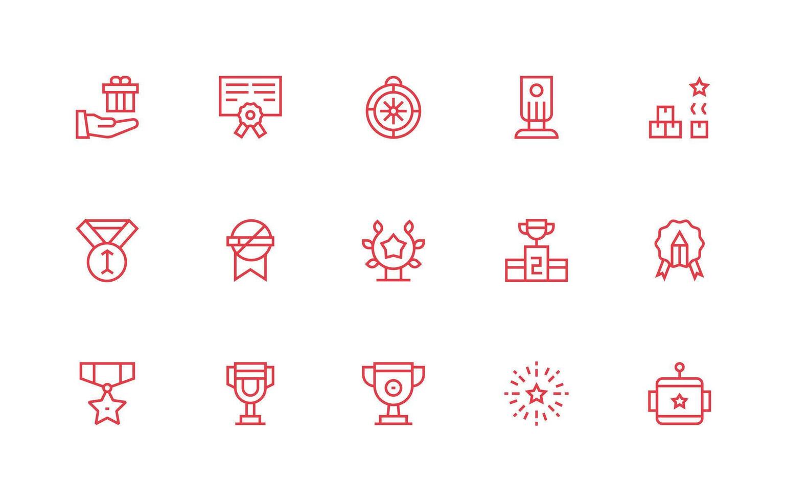 Award featuring 15 Icons in Regular Line Design Icon Set for Projects vector
