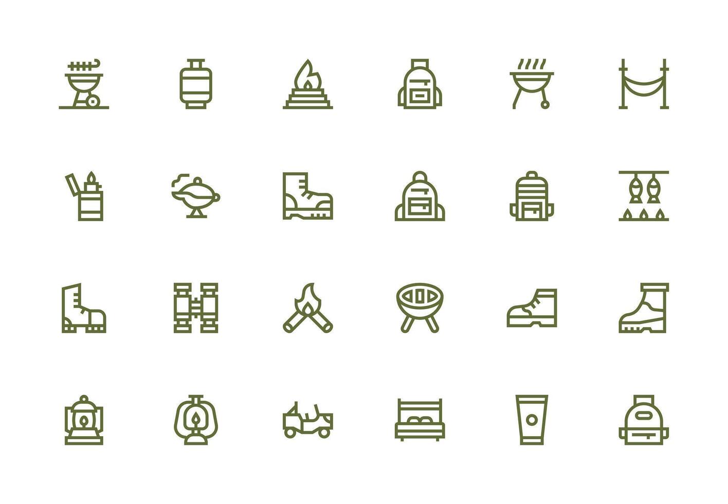 Thick Line Line Icons from Camping Set with 24 Vectors Essential Icons for Rapid UI Building