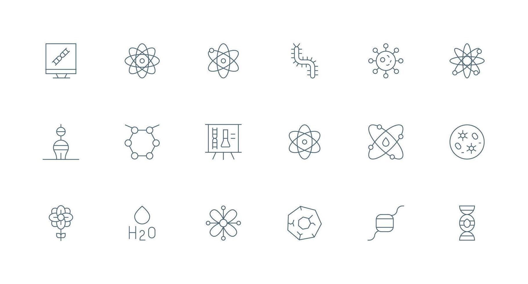 18 Minimal Line Vectors for Molecule Theme Icon Set for Apps
