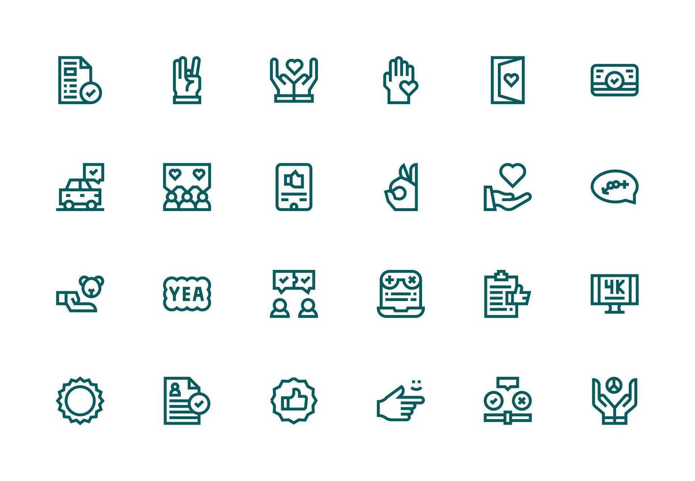 Acceptance Visual Pack containing 24 Thick Line Line Icons Complete Icon Set for Mobile Apps vector
