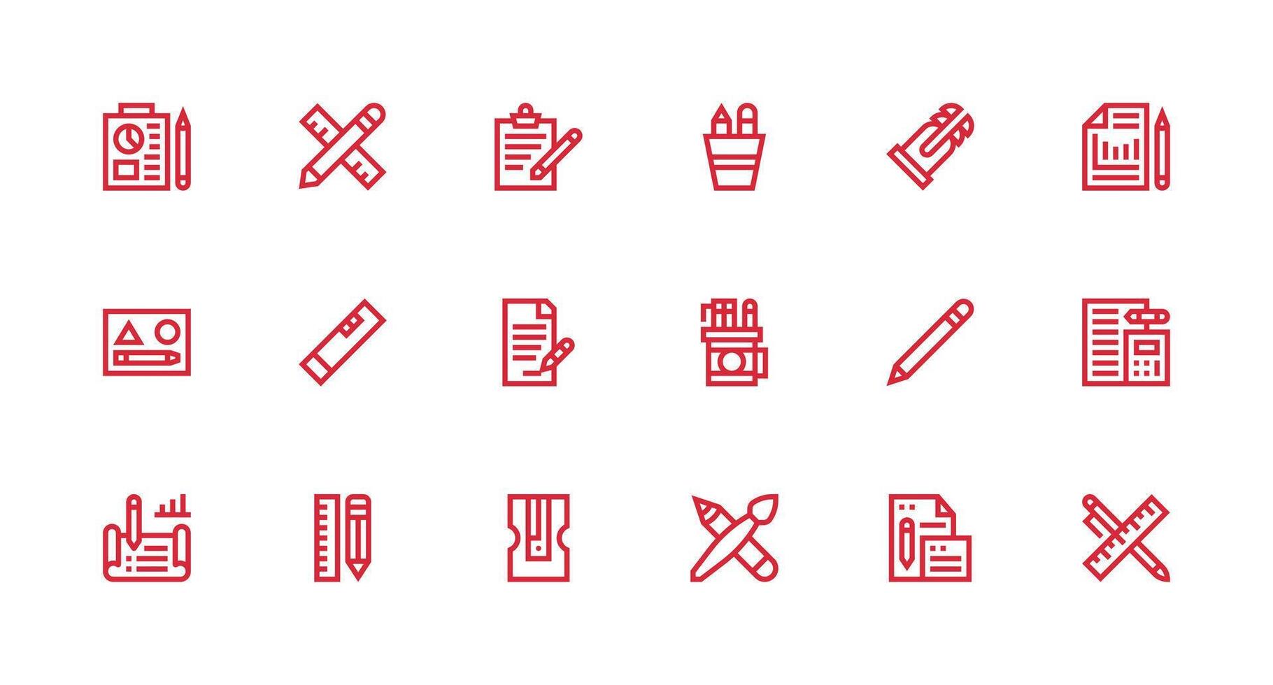 18 Icons for Pencil in Strong Stroke Line Format Functional Icon Series vector
