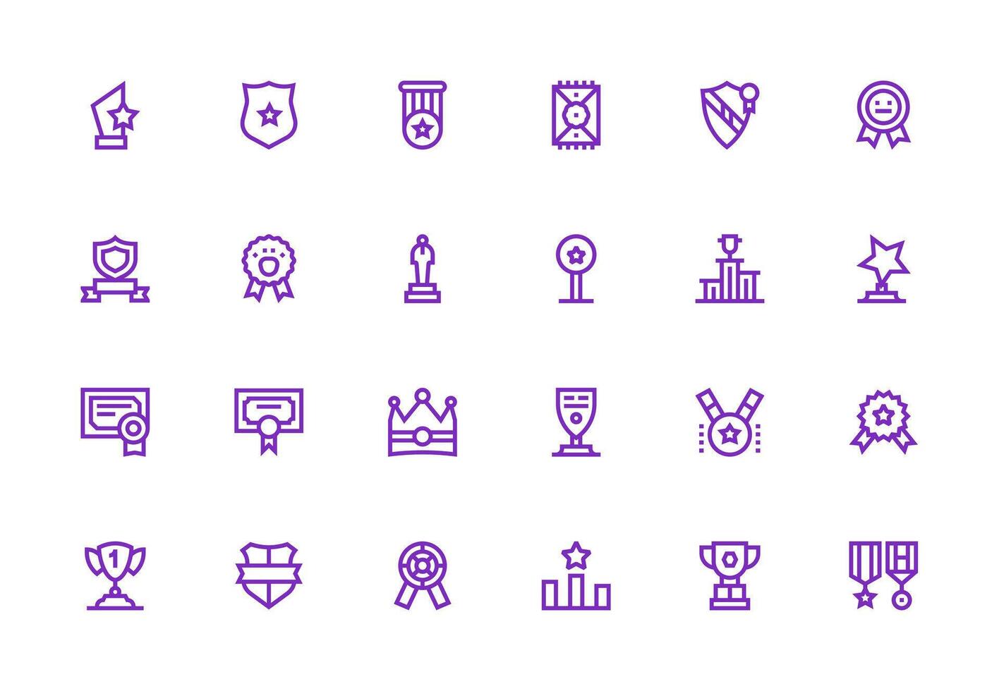24 Icons for Honor in Thick Line Line Format Complete Icon Bundle for Web Design vector
