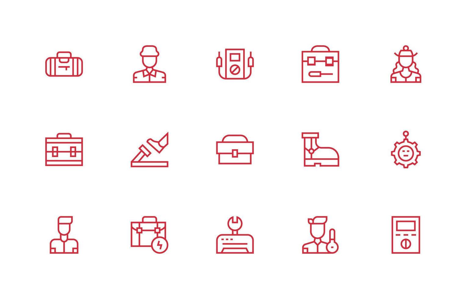 Technician Icon Set with 15 Regular Line Graphics UI and UX Focused Icon Collection vector