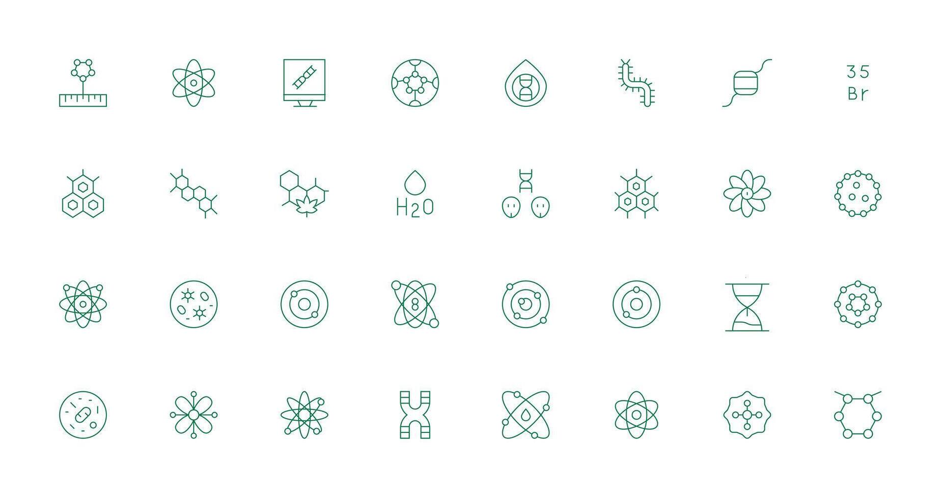 Molecule Visual Pack containing 32 Thin Line Icons Icon Set for Projects vector