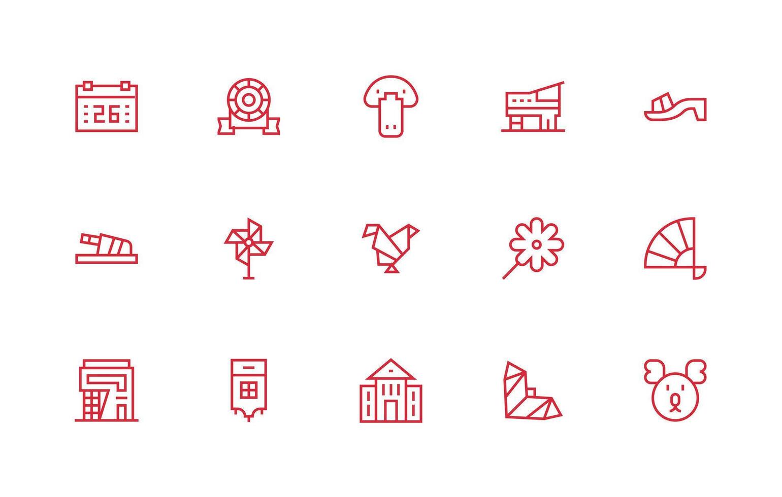 Flat Set with 15 Regular Line Icons Clean Icon Set Icon Pack for UI Projects vector