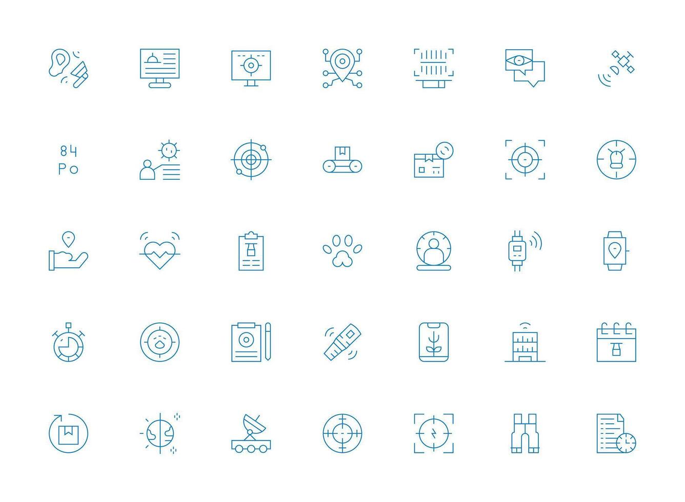 Tracking Visual Pack containing 35 Light Line Icons Multi-Purpose Icon Set vector