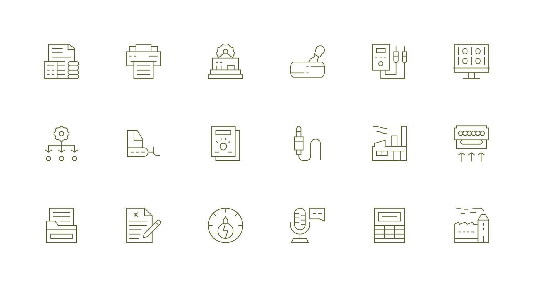 Output Design Icons featuring 18 in Minimal Line Style Clean Icon Set Icon Pack for UI Projects vector