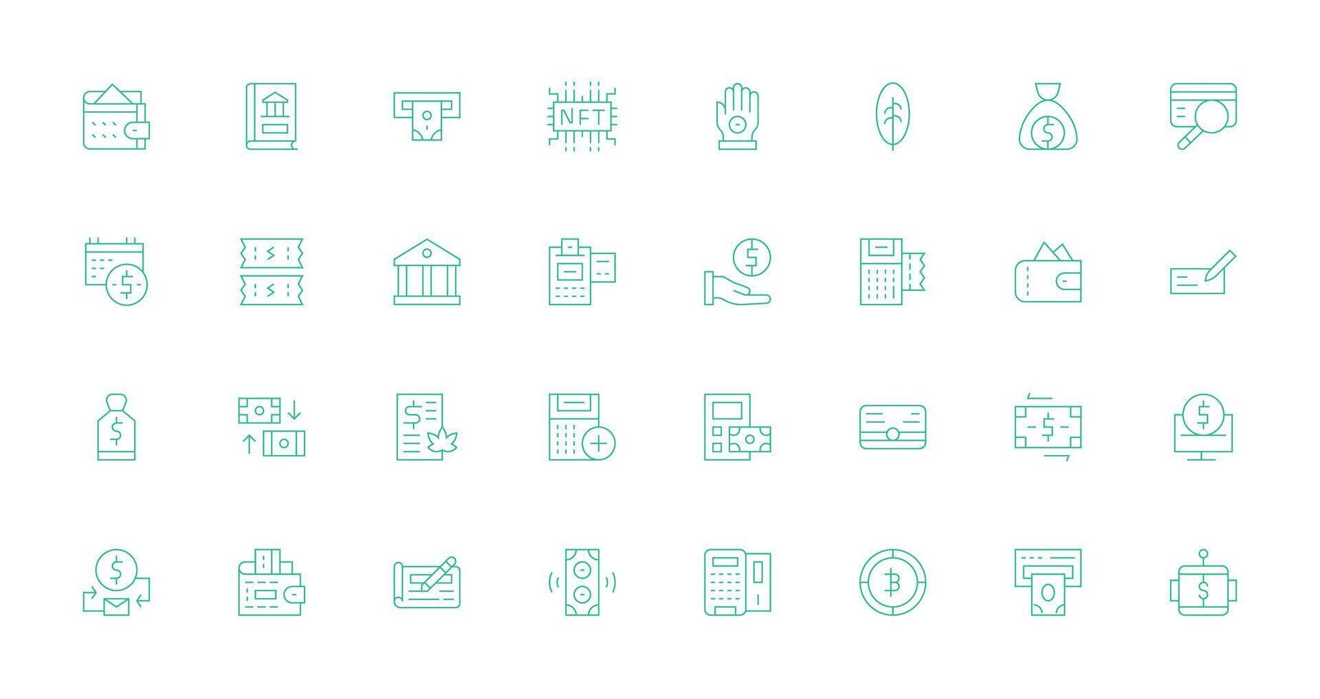 Thin Line Icons from Transaction Set with 32 Vectors Functional Icon Series