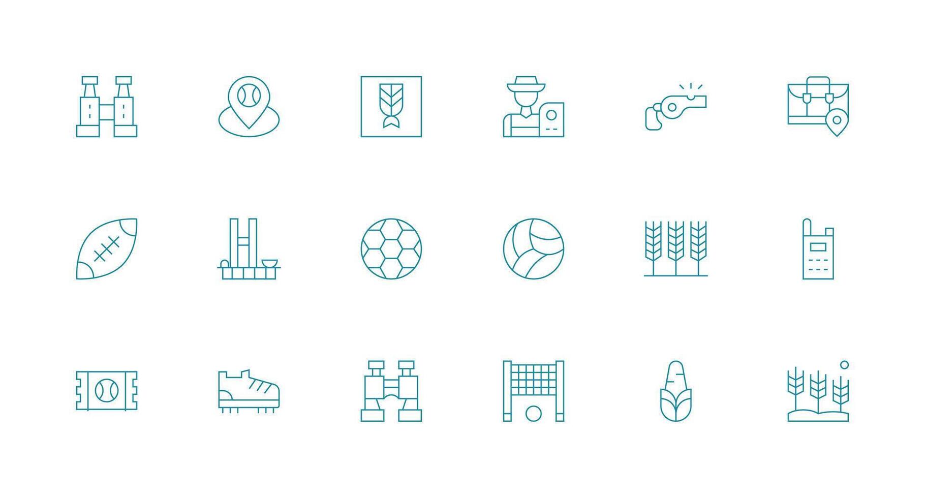 18 Minimal Line Style Icons from Field Collection Smart Icon Collection vector