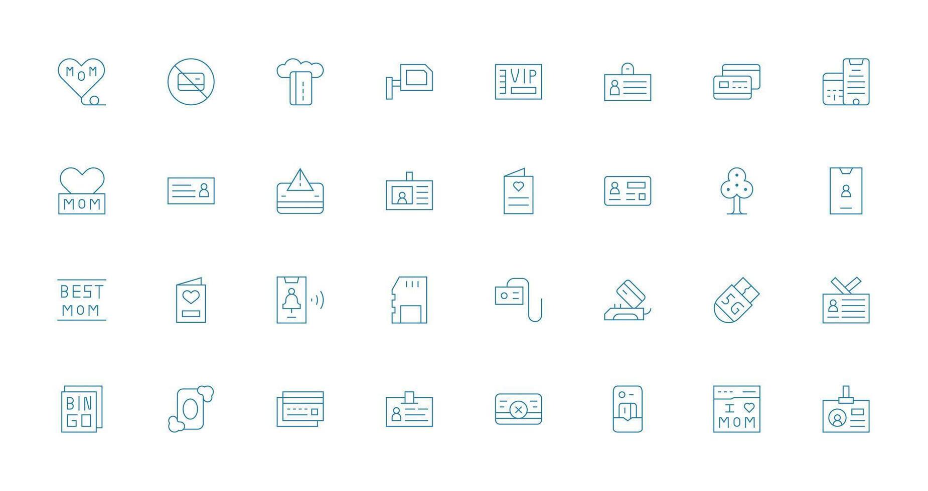 Thin Line Style Card Icons with 32 Vectors Interface Icon Collection