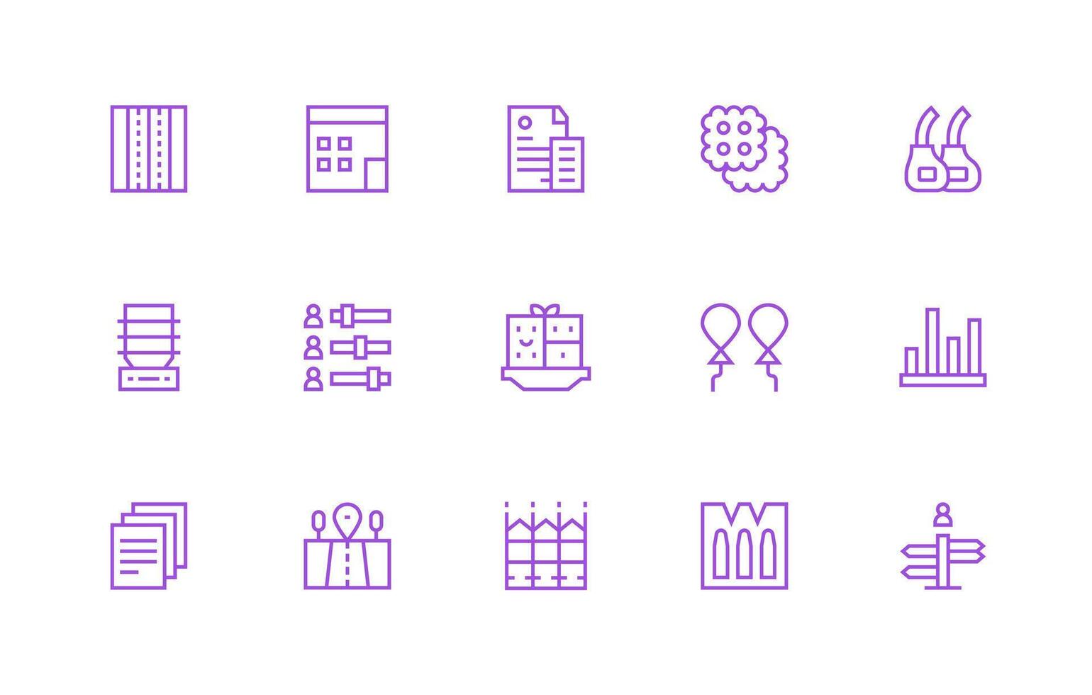 Multiple Icon Collection with 15 Regular Line Designs Versatile Icon Collection for Designers vector