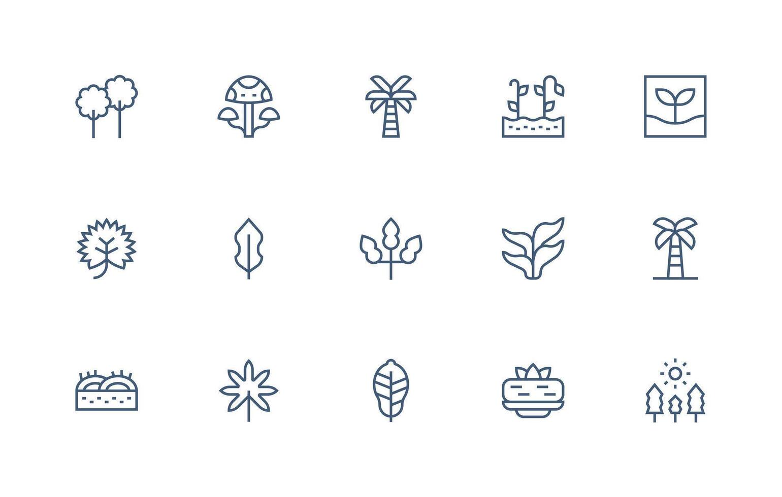 15 Regular Line Designs for Vegetation Icons Interface Icon Collection for Daily Projects vector
