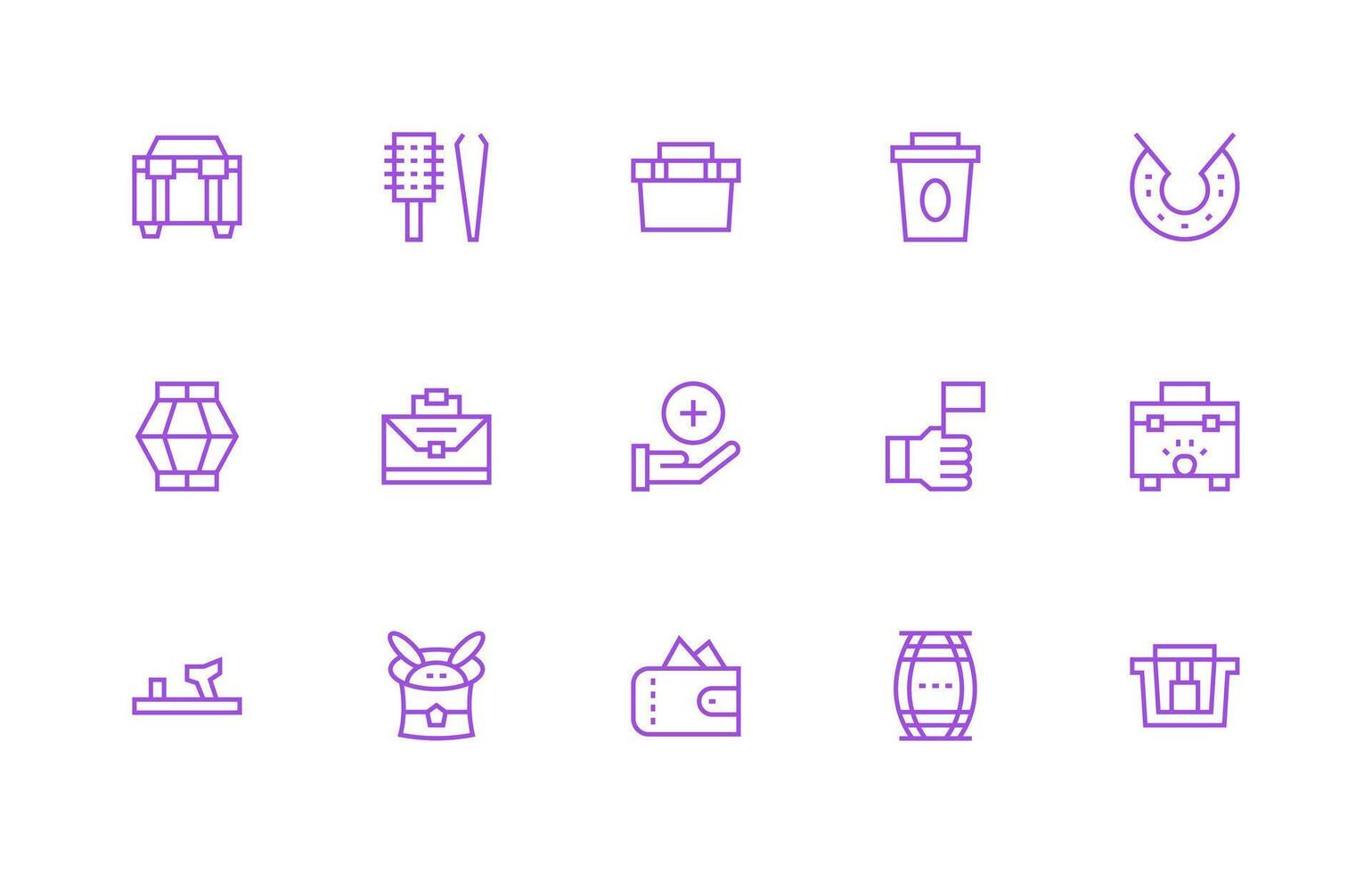 Regular Line Style Hold Icons with 15 Vectors Lightweight Icon Series