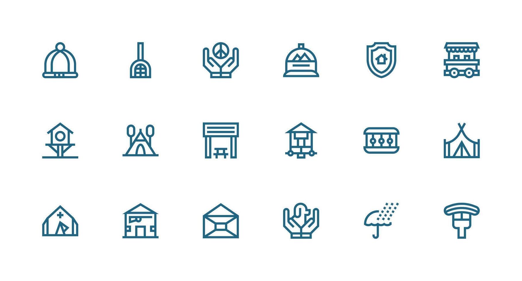 18 Strong Stroke Line Icons for Shelter Graphics Interface Icon Collection vector