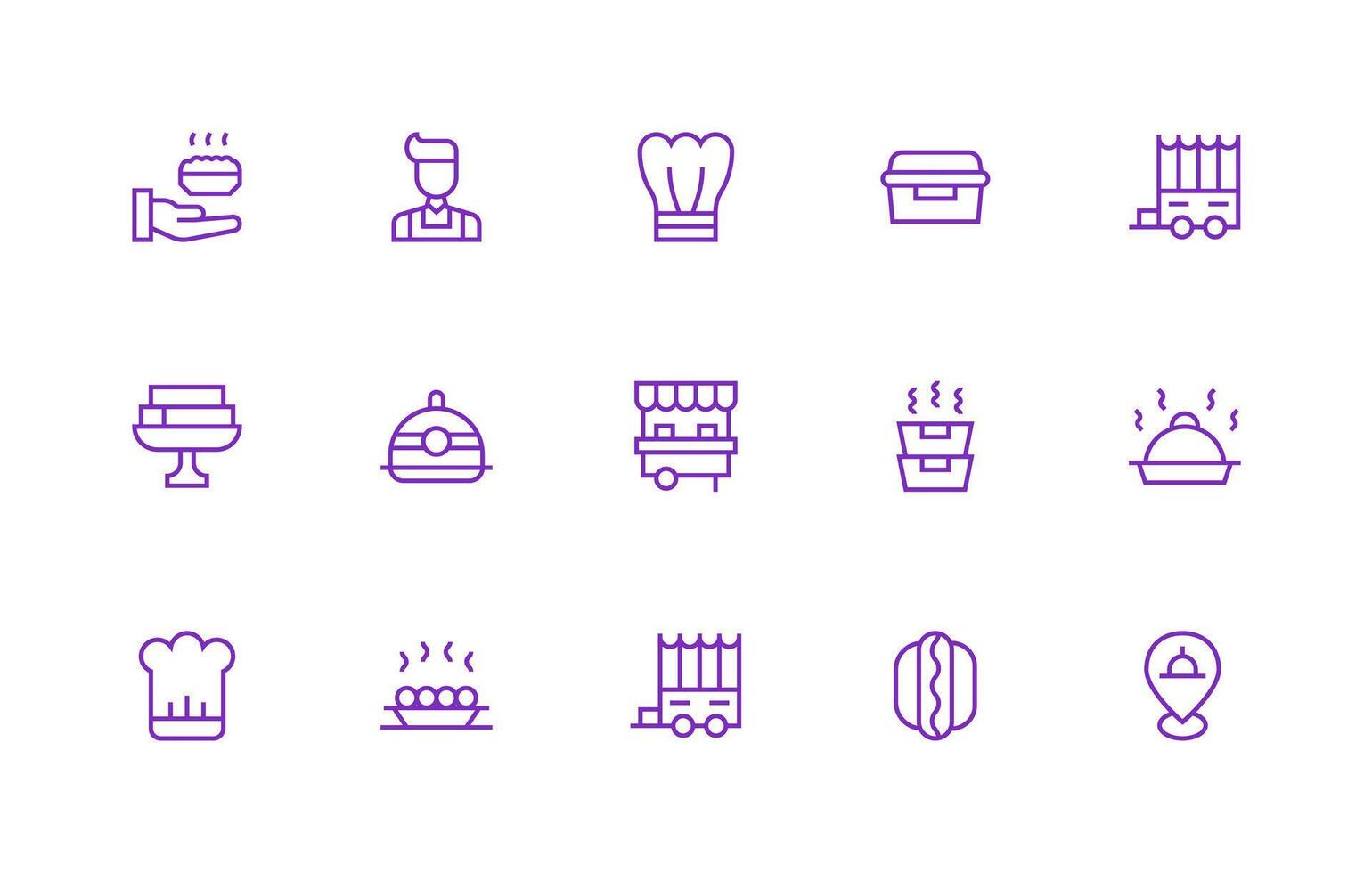 15 Regular Line Icons for Catering Graphics Responsive Icon Set for Flexible Layouts vector