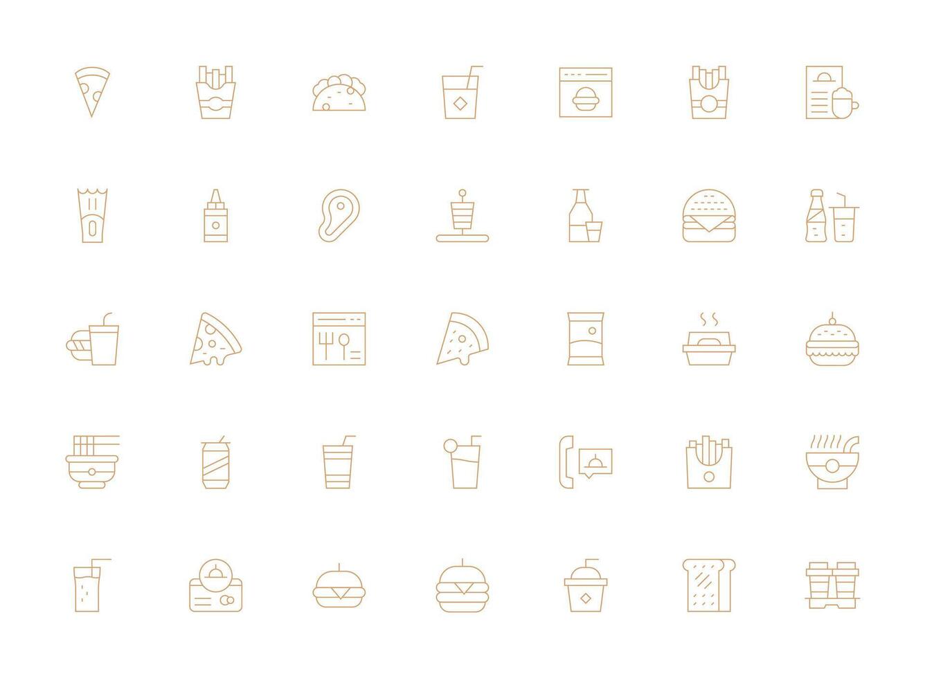 Fast Food Icon Collection with 35 Light Line Designs Neatly Designed Icons for Web Platforms vector