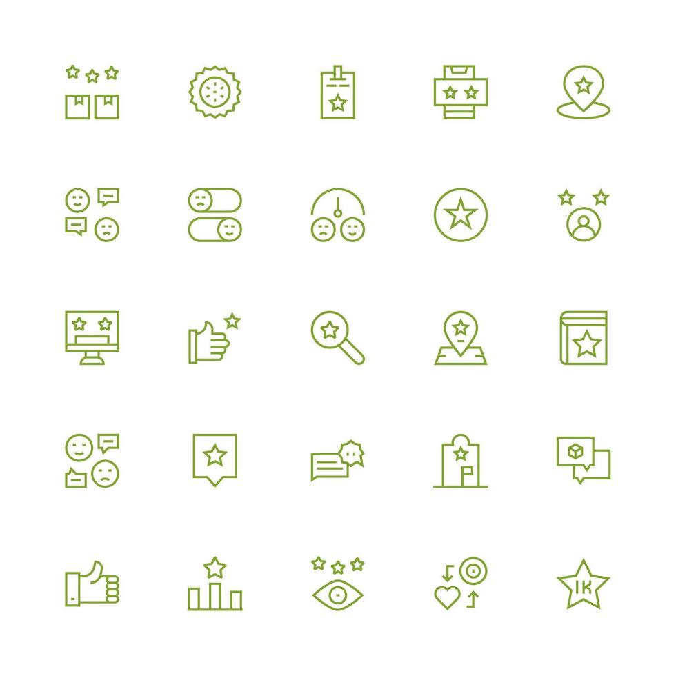 25 Medium Stroke Outline Style Icons from Rating Collection Functional Icon Series vector