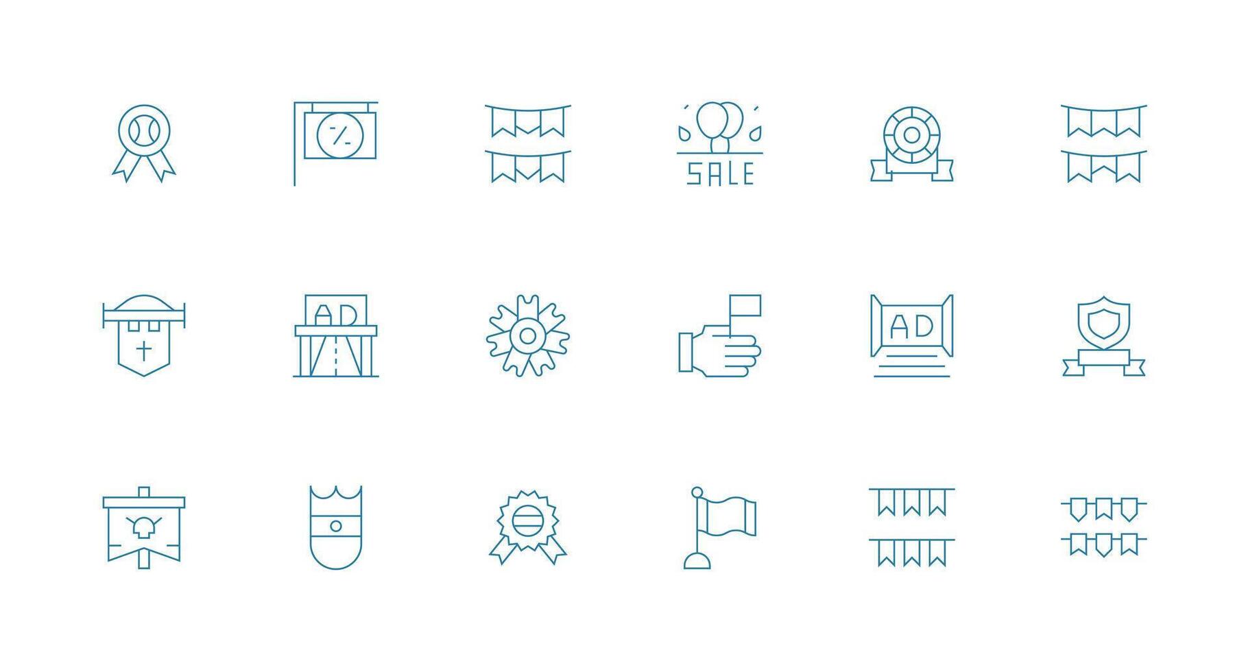 18 Icons for Banner in Minimal Line Format Design Icon Pack vector