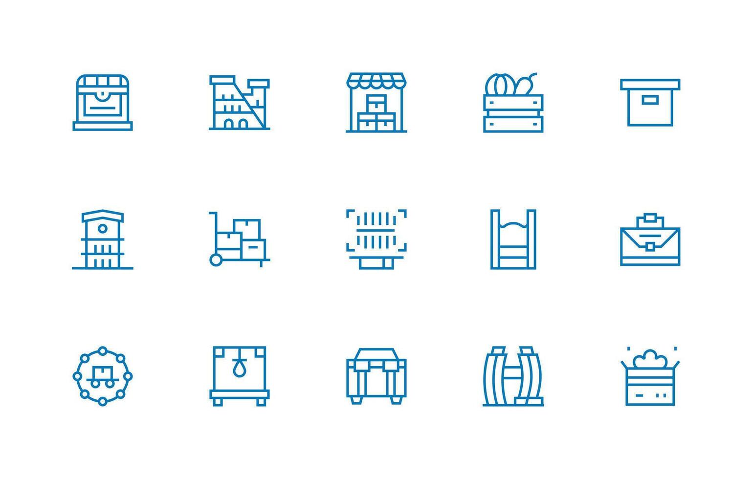 Inventory Design Icons featuring 15 in Regular Line Style Scalable Icons for Cross-Platform Interfaces vector